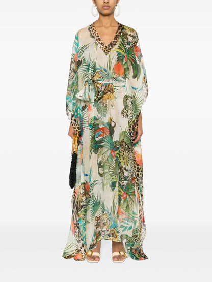 Botanical-Print Maxi Dress