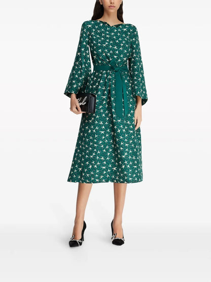 Logo-Print Silk Midi Dress