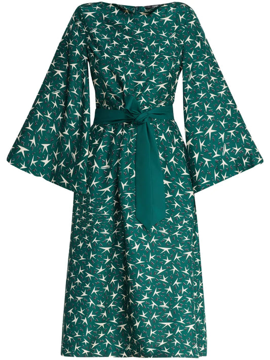 Logo-Print Silk Midi Dress