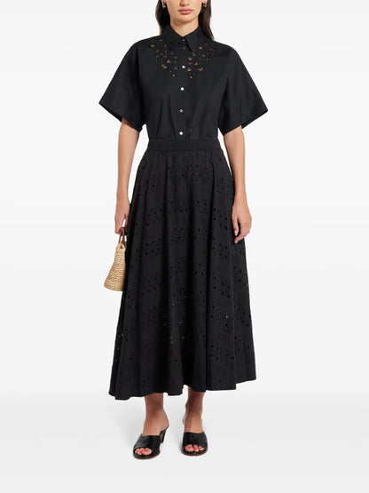Embroidered Short-Sleeve Organic Cotton Shirt