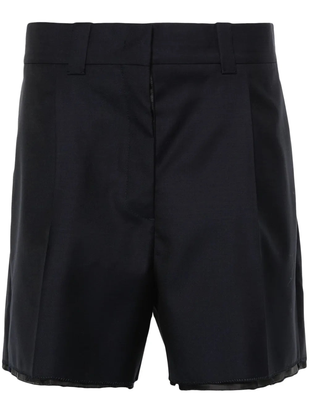 Logo-Embroidered Wool Shorts