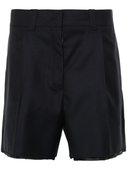 Logo-Embroidered Wool Shorts