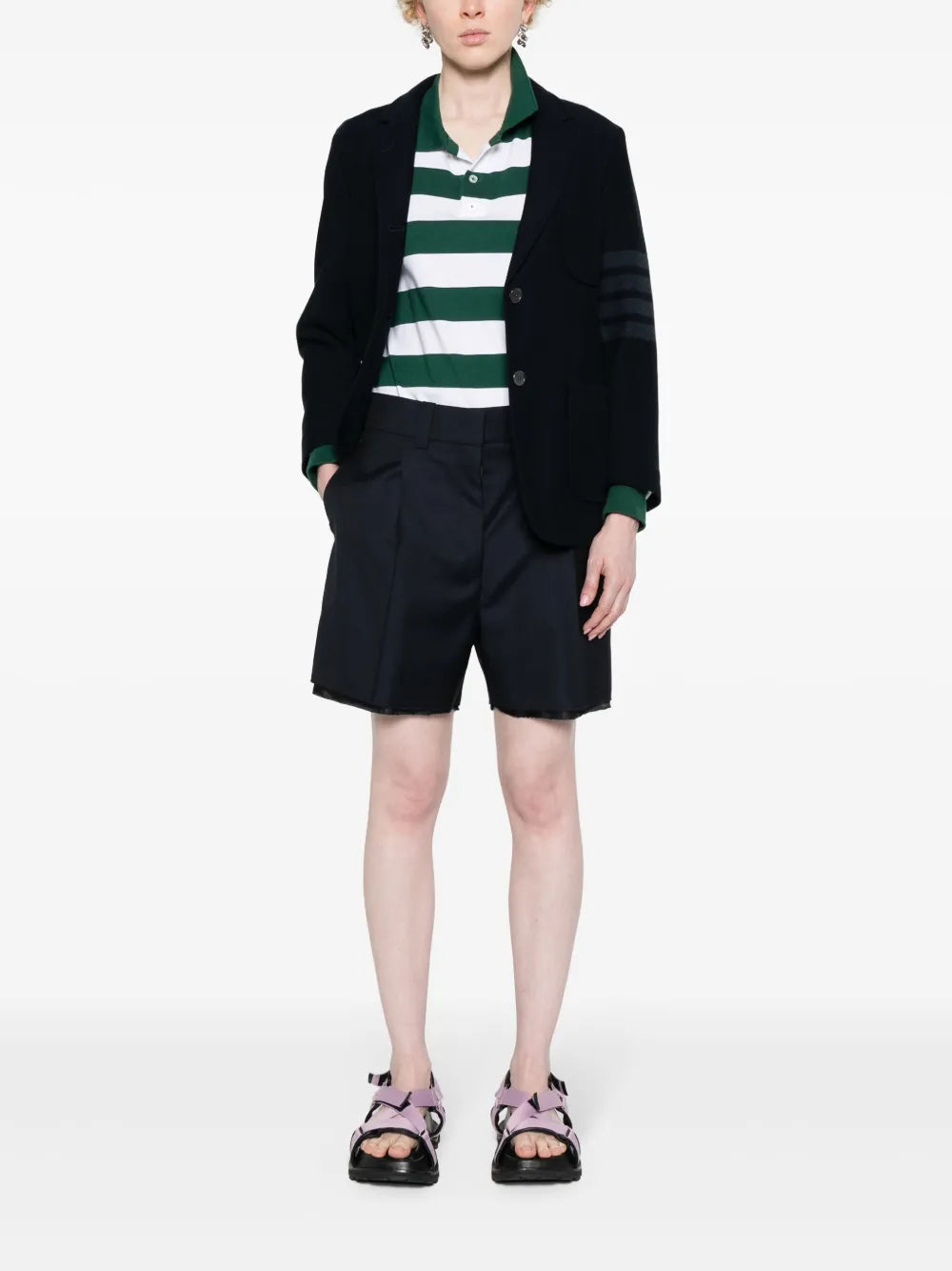 Logo-Embroidered Wool Shorts