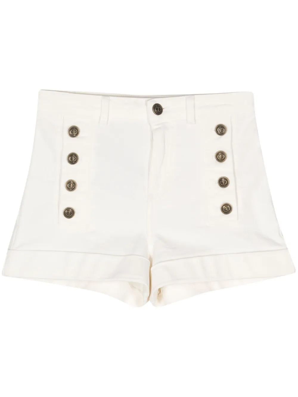 Button-Detail Denim Shorts