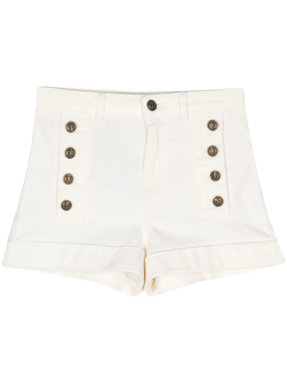 Button-Detail Denim Shorts