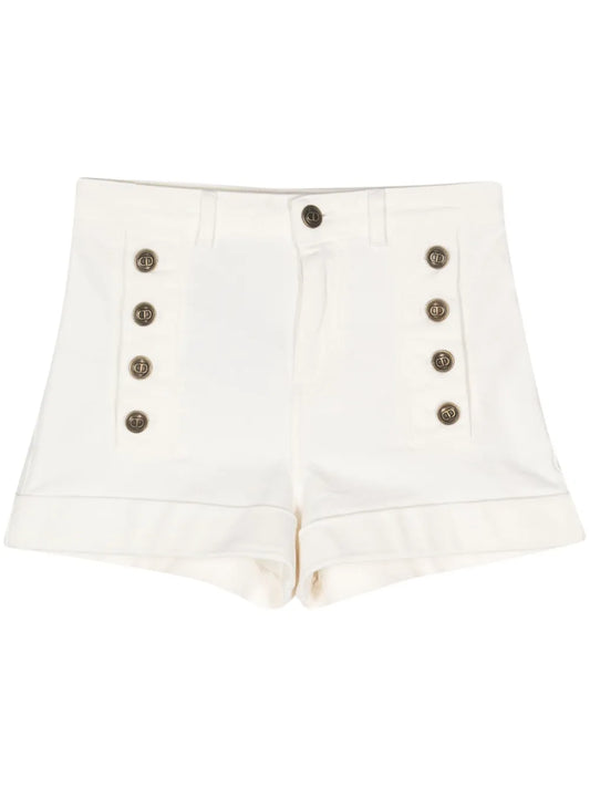 Button-Detail Denim Shorts