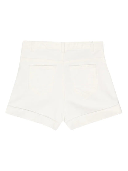 Button-Detail Denim Shorts