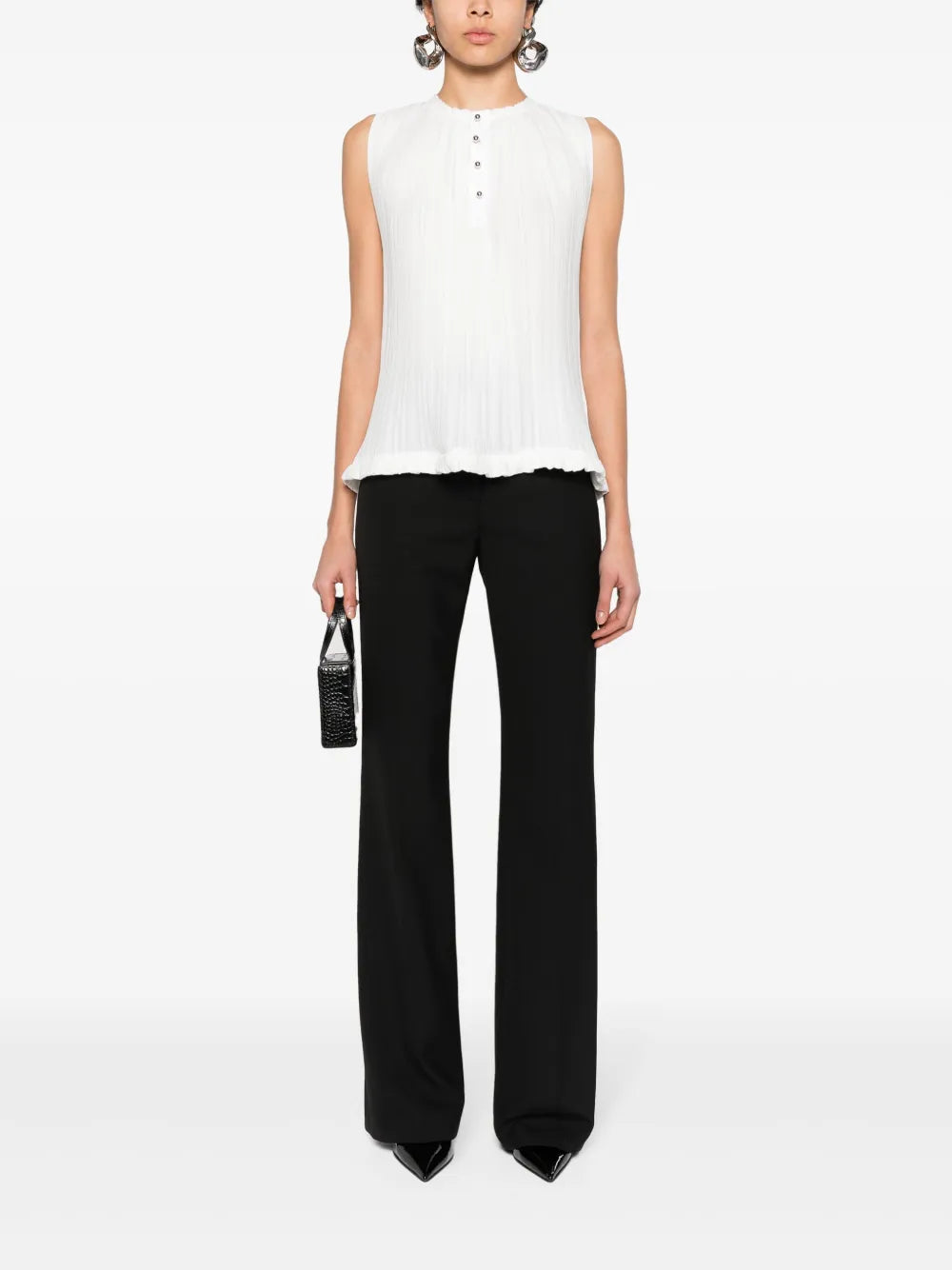 Sleeveless Plissé Top