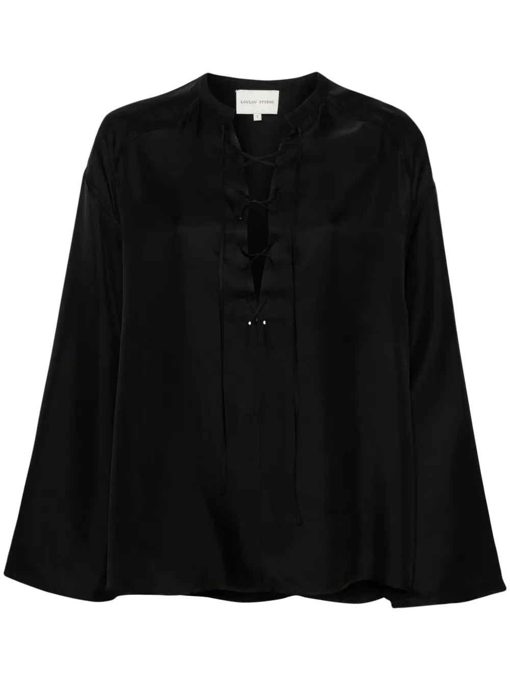 Zamia Collarless Silk Blouse