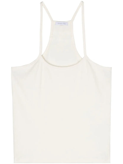 Fine-Ribbed Cropped Tank Top