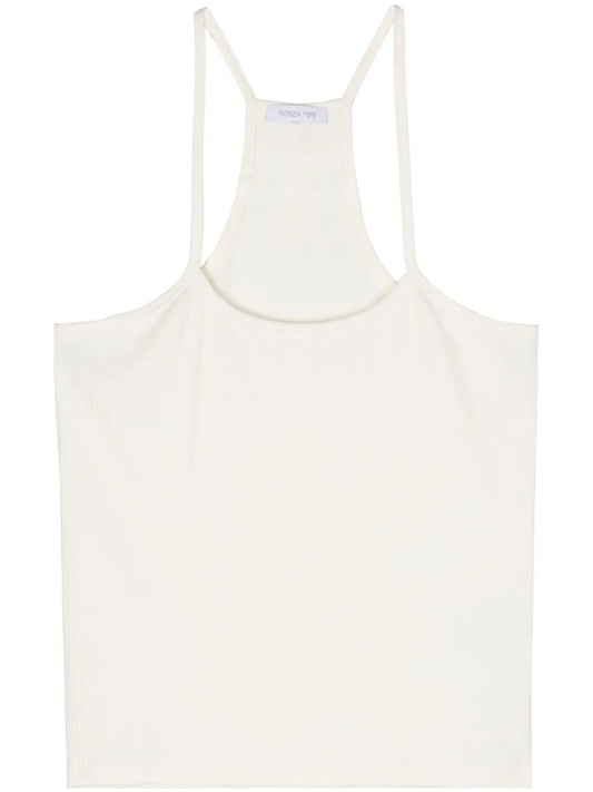 Fine-Ribbed Cropped Tank Top