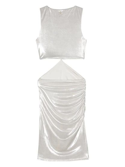 Laminated Cut-Out Mini Dress