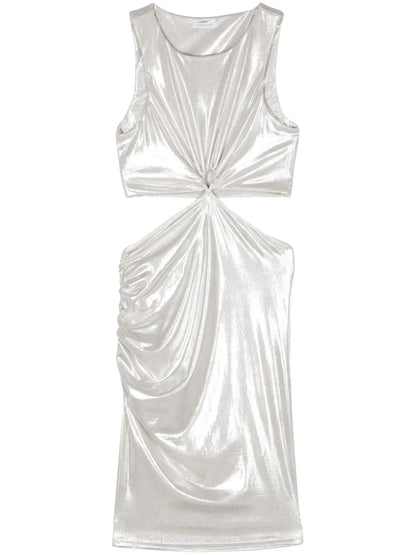 Laminated Cut-Out Mini Dress