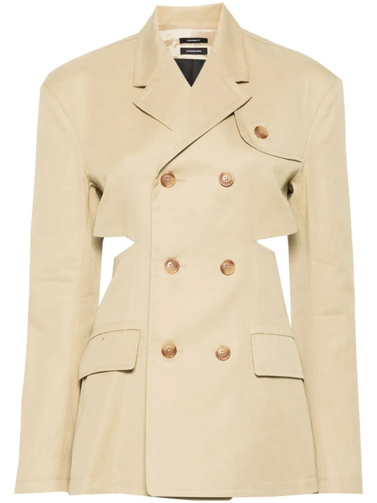 Double-Breasted Open-Back Blazer