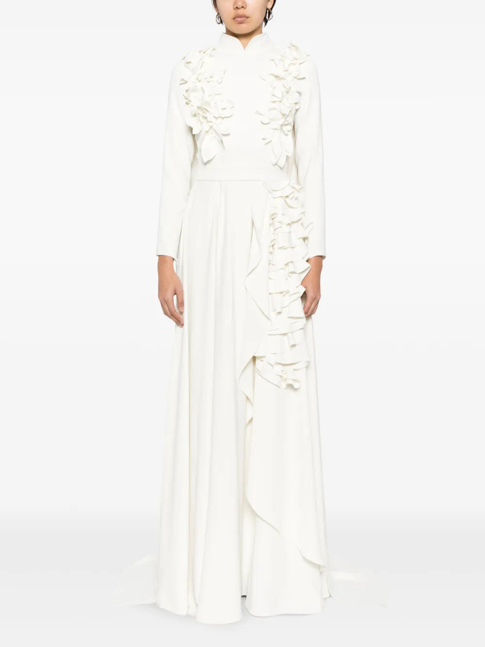 Floral-Appliqué Maxi Dress
