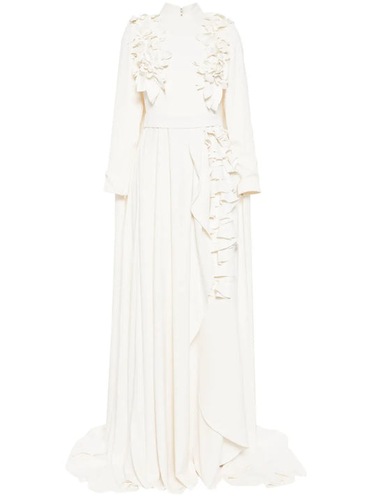 Floral-Appliqué Maxi Dress