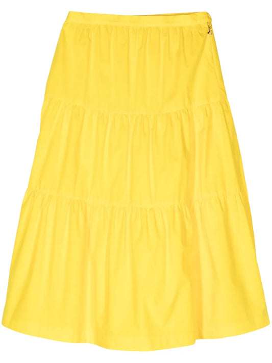 High-Waist Tiered Midi Skirt