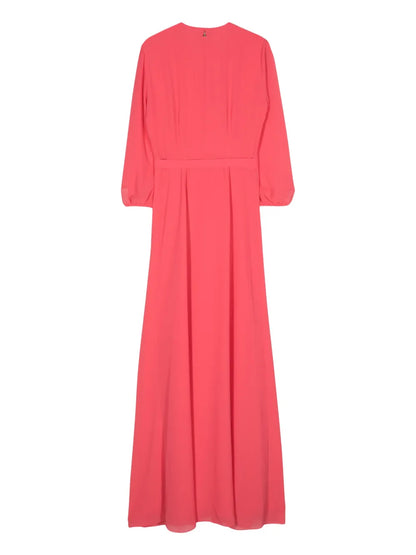 Pleat-Detail Wrap Dress