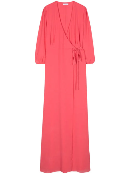 Pleat-Detail Wrap Dress