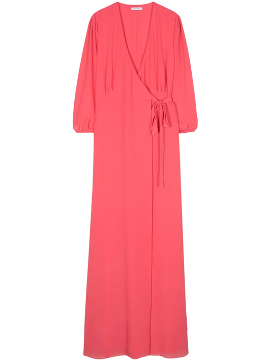 Pleat-Detail Wrap Dress