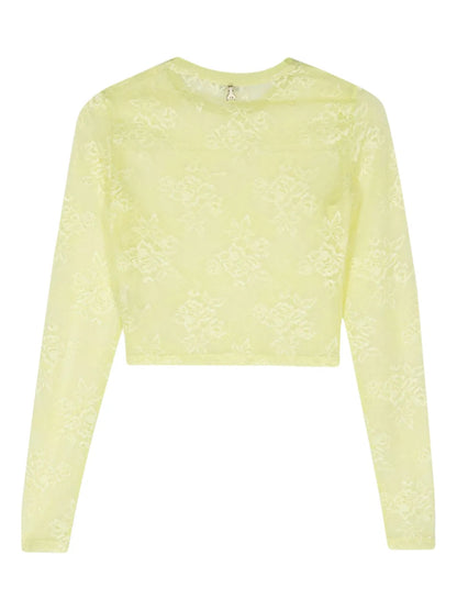 Floral-Lace Sheer Crop Top