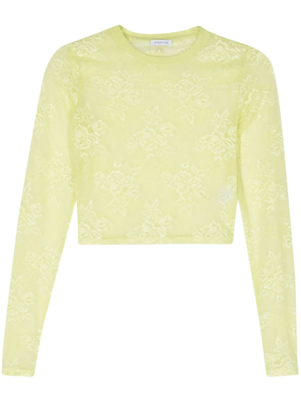 Floral-Lace Sheer Crop Top