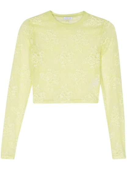 Floral-Lace Sheer Crop Top