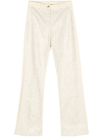 Rhinestone-Embellished Flared Jeans