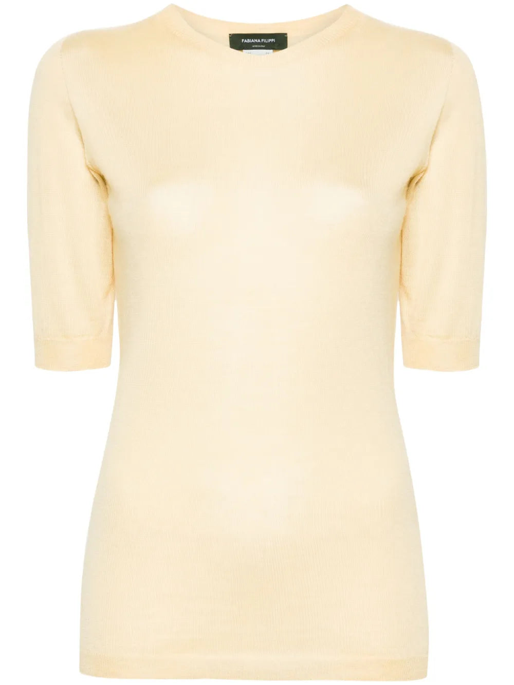 Short-Sleeve Fine-Knit Sweater