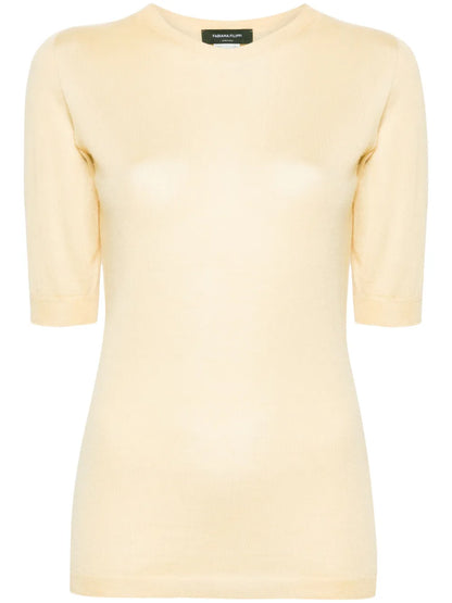 Short-Sleeve Fine-Knit Sweater