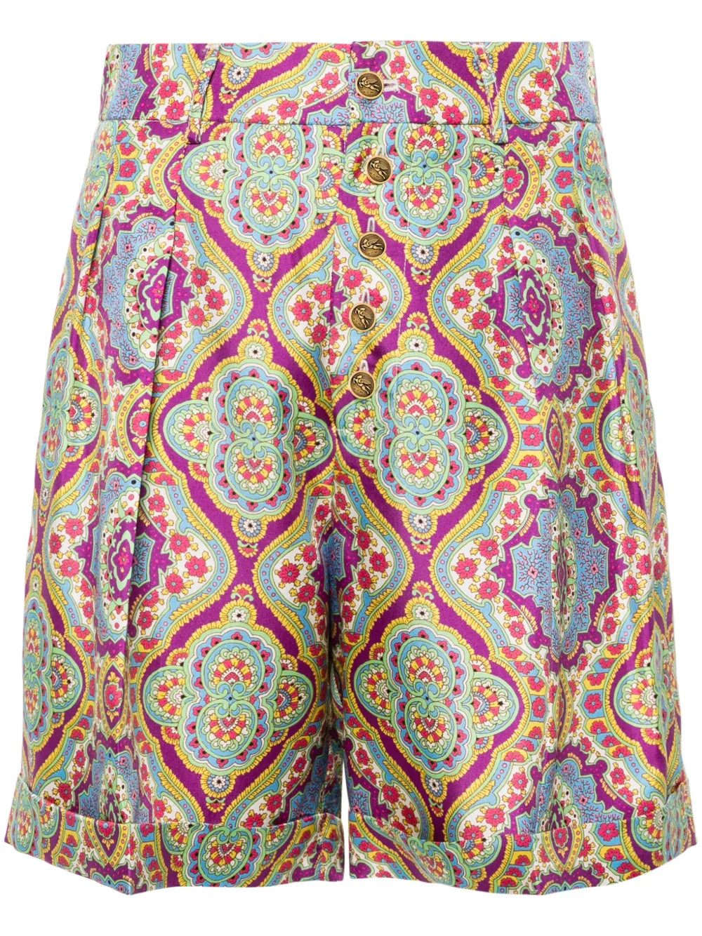 Paisley-Print Silk Shorts