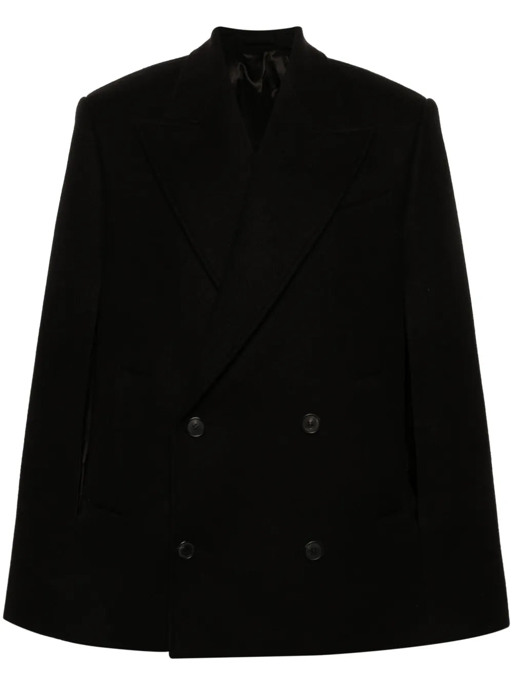 Double-Breasted Wool Cape