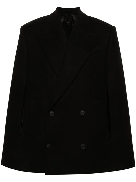 Double-Breasted Wool Cape