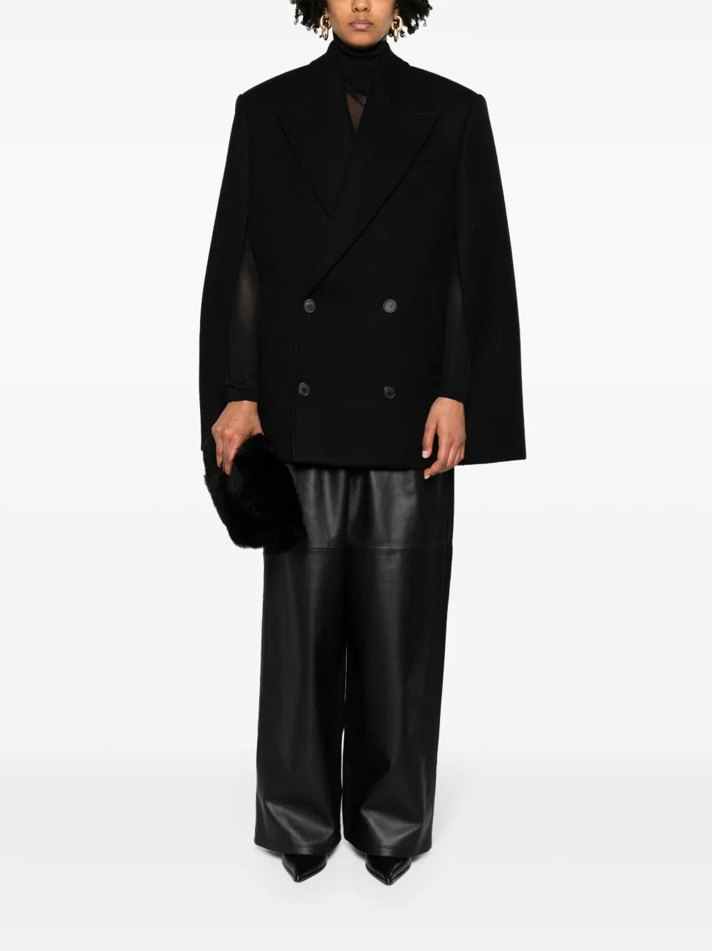 Double-Breasted Wool Cape