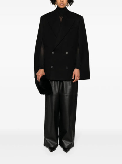 Double-Breasted Wool Cape