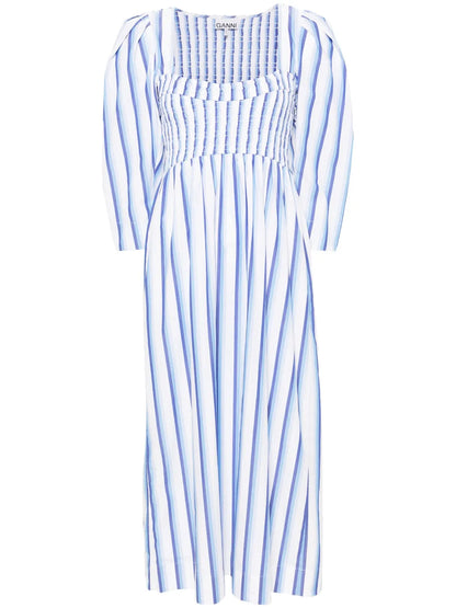 Striped Poplin Midi Dress
