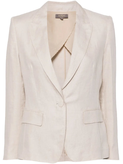 Chloe Linen Peak-Lapel Blazer