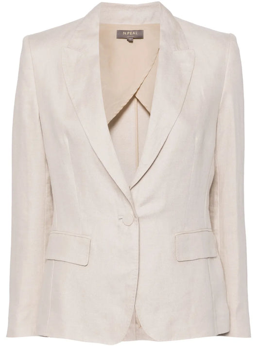 Chloe Linen Peak-Lapel Blazer