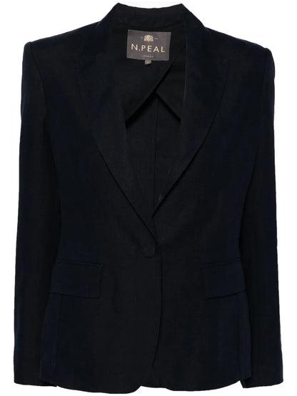 Chloe Linen Peak-Lapel Blazer