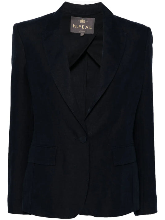 Chloe Linen Peak-Lapel Blazer
