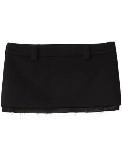 Satin-Trim Velour Miniskirt