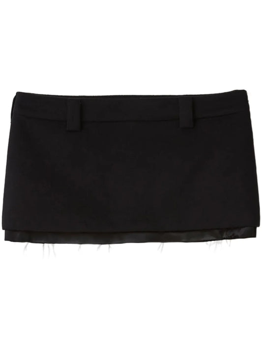 Satin-Trim Velour Miniskirt