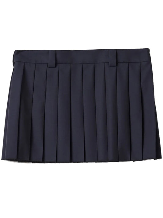 Pleated Wool Miniskirt