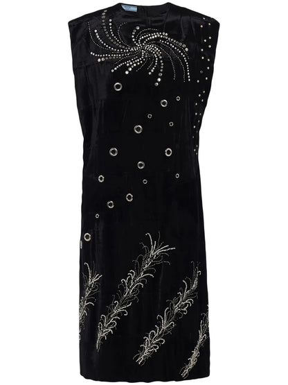 Embroidered Georgette Sleeveless Dress