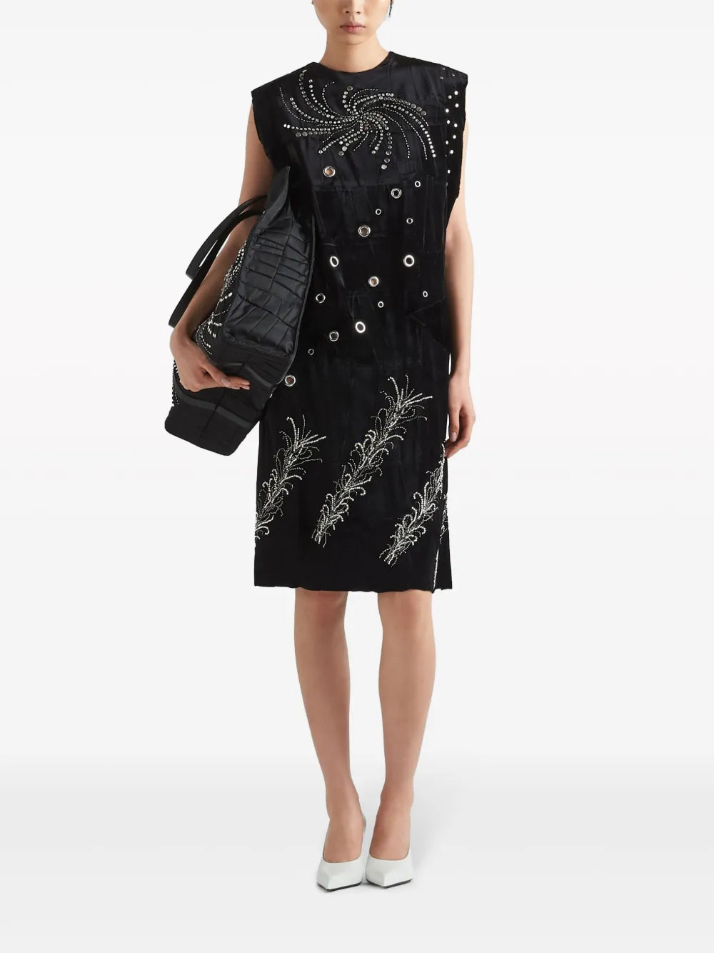 Embroidered Georgette Sleeveless Dress
