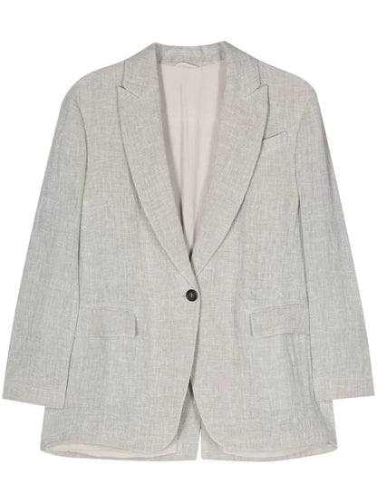 Intertwined Linen-Blend Blazer