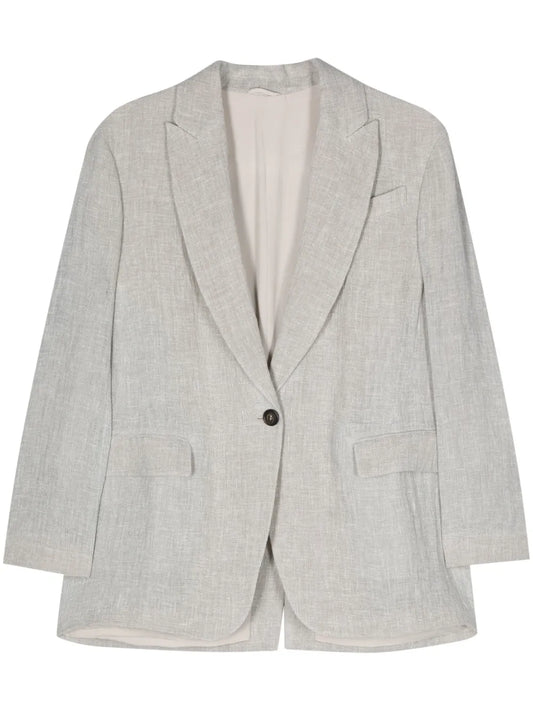 Intertwined Linen-Blend Blazer