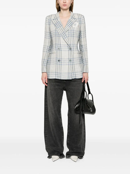 Double-Breasted Checked Blazer