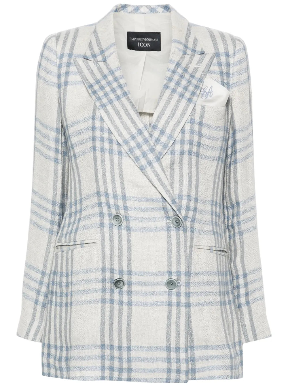 Double-Breasted Checked Blazer