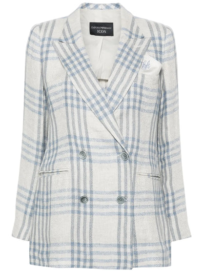 Double-Breasted Checked Blazer